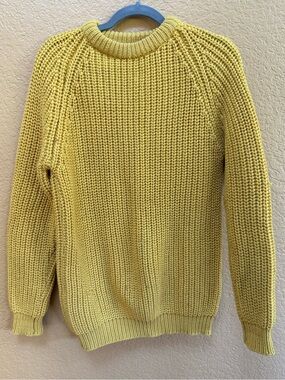 100% Lambswool England - Cornish Chunky Knit Sweater - Mustard Yellow - Large